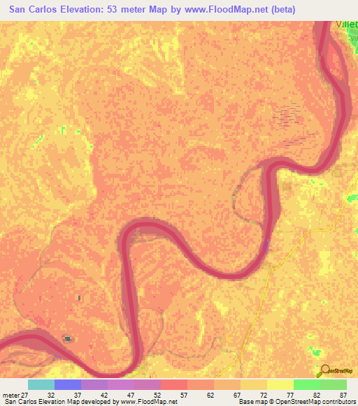 San Carlos,Paraguay Elevation Map