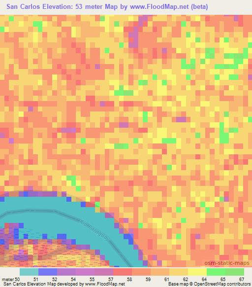 San Carlos,Paraguay Elevation Map