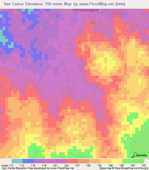 San Carlos,Paraguay Elevation Map