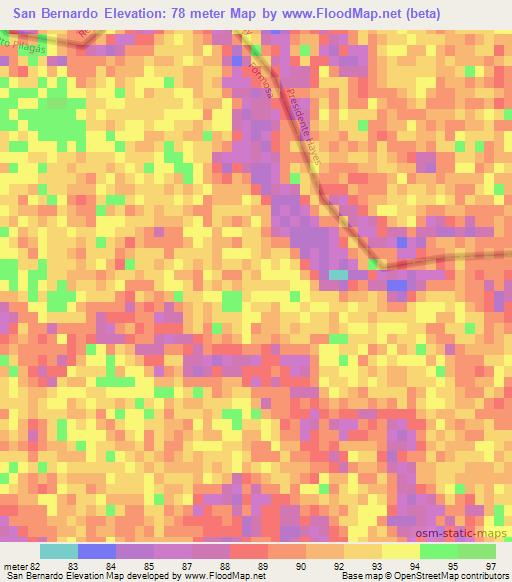 San Bernardo,Paraguay Elevation Map