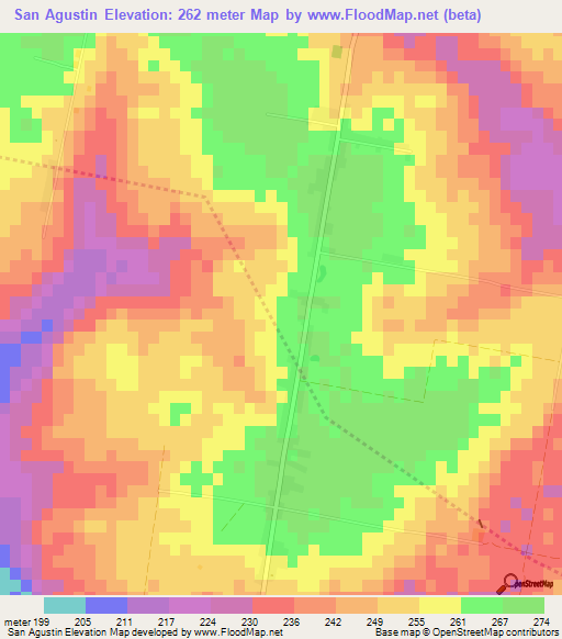 San Agustin,Paraguay Elevation Map