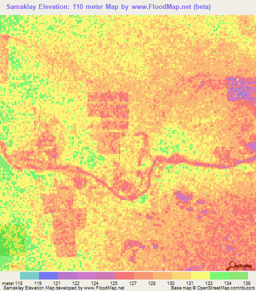 Samaklay,Paraguay Elevation Map