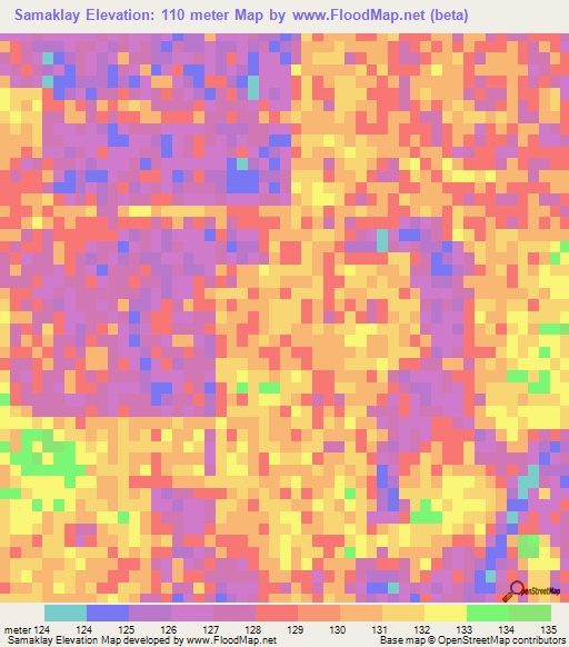 Samaklay,Paraguay Elevation Map