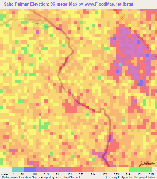 Salto Palmar,Paraguay Elevation Map