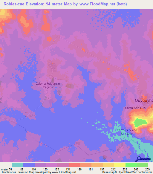 Robles-cue,Paraguay Elevation Map