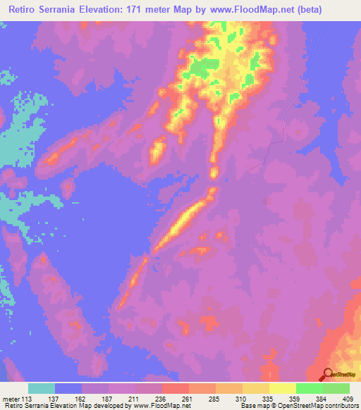 Retiro Serrania,Paraguay Elevation Map