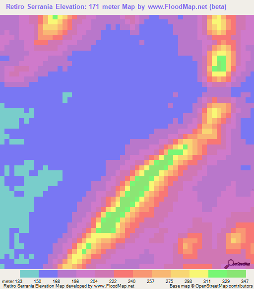 Retiro Serrania,Paraguay Elevation Map