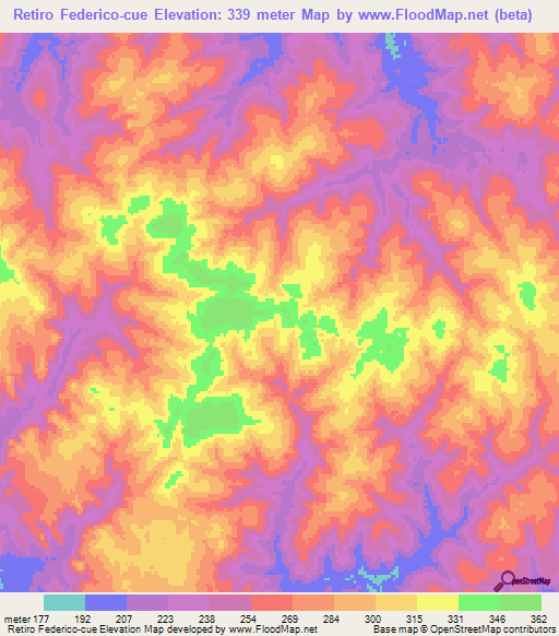 Retiro Federico-cue,Paraguay Elevation Map
