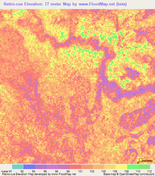 Retiro-cue,Paraguay Elevation Map