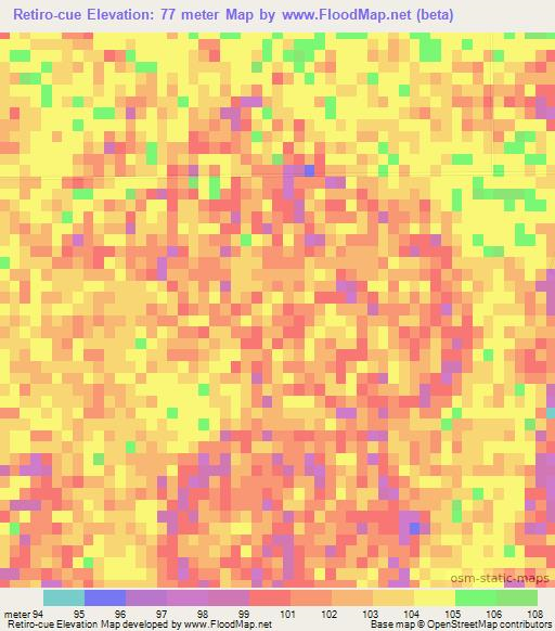Retiro-cue,Paraguay Elevation Map