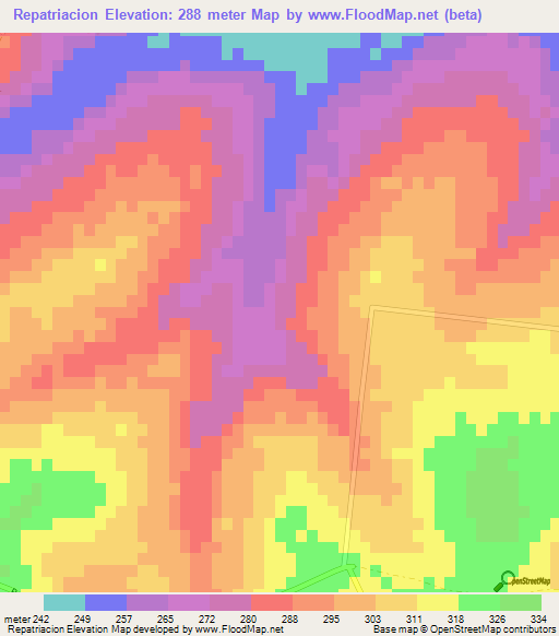 Repatriacion,Paraguay Elevation Map