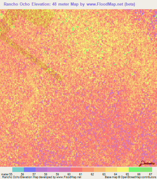 Rancho Ocho,Paraguay Elevation Map