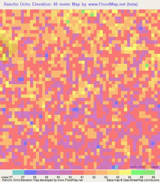 Rancho Ocho,Paraguay Elevation Map