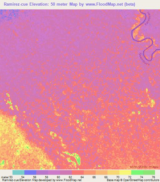 Ramirez-cue,Paraguay Elevation Map