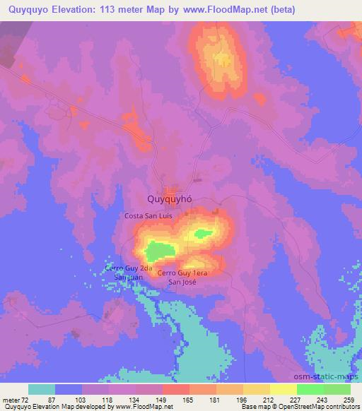 Quyquyo,Paraguay Elevation Map