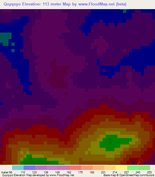 Quyquyo,Paraguay Elevation Map