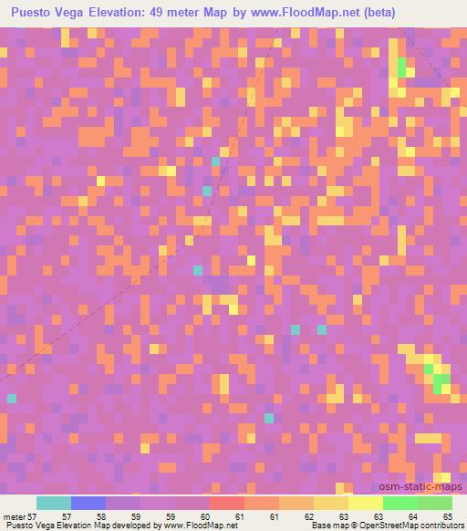 Puesto Vega,Paraguay Elevation Map