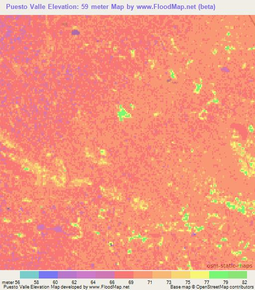 Puesto Valle,Paraguay Elevation Map