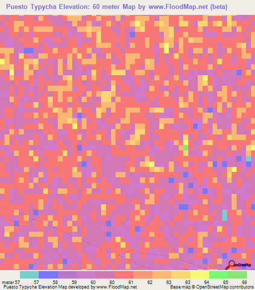 Puesto Typycha,Paraguay Elevation Map
