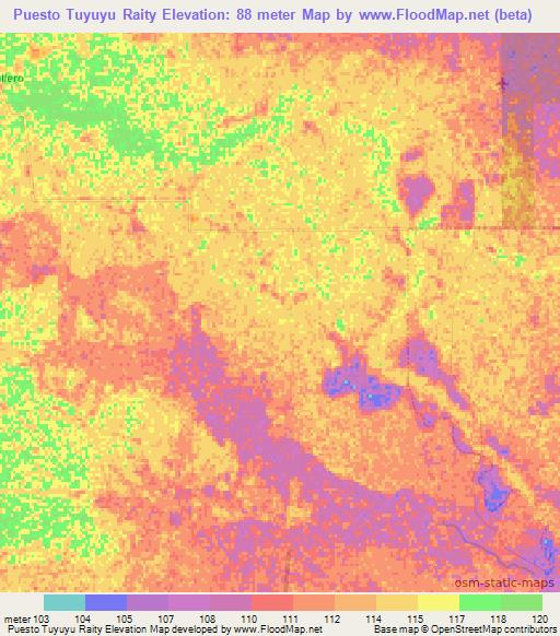 Puesto Tuyuyu Raity,Paraguay Elevation Map
