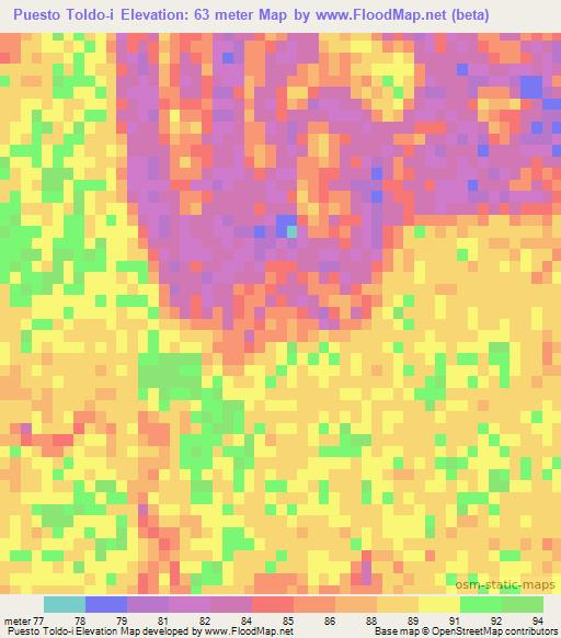 Puesto Toldo-i,Paraguay Elevation Map