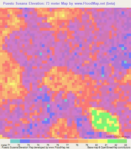 Puesto Susana,Paraguay Elevation Map
