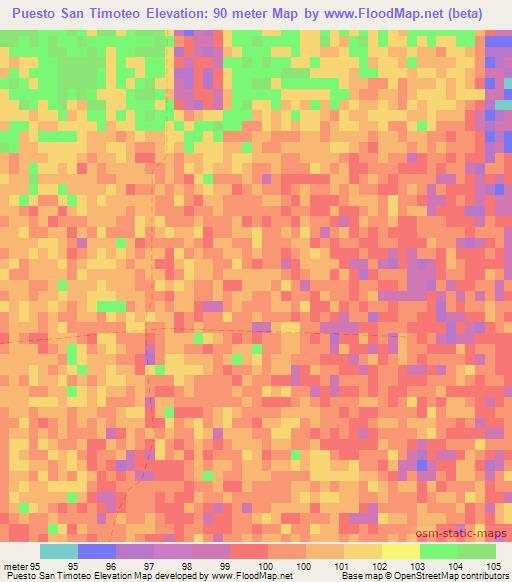 Puesto San Timoteo,Paraguay Elevation Map