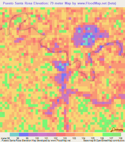 Puesto Santa Rosa,Paraguay Elevation Map