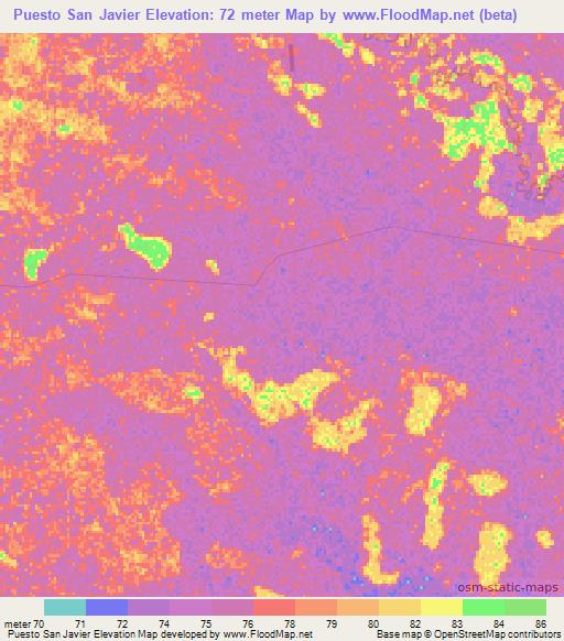 Puesto San Javier,Paraguay Elevation Map