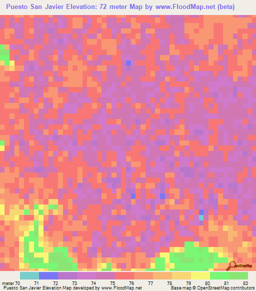 Puesto San Javier,Paraguay Elevation Map