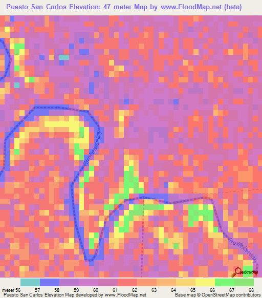 Puesto San Carlos,Paraguay Elevation Map