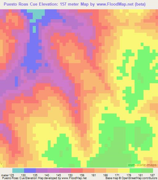 Puesto Roas Cue,Paraguay Elevation Map