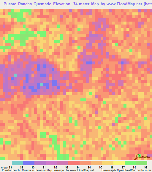Puesto Rancho Quemado,Paraguay Elevation Map