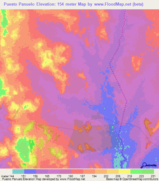 Puesto Panuelo,Paraguay Elevation Map