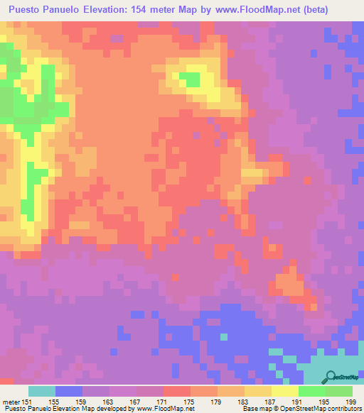 Puesto Panuelo,Paraguay Elevation Map