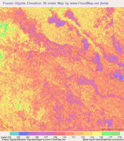 Puesto Olguita,Paraguay Elevation Map