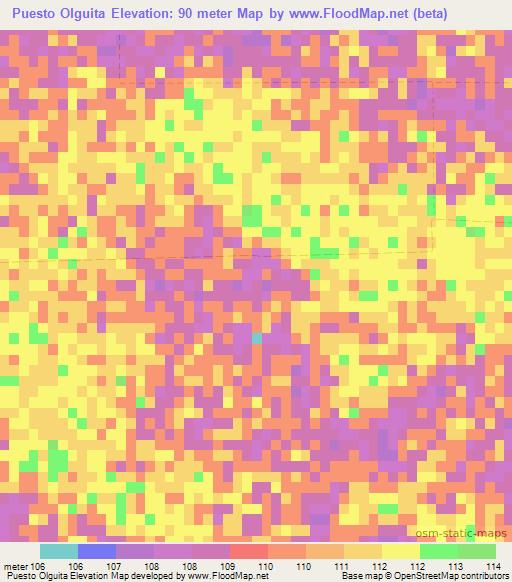 Puesto Olguita,Paraguay Elevation Map