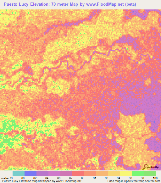 Puesto Lucy,Paraguay Elevation Map