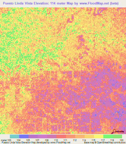 Puesto Linda Vista,Paraguay Elevation Map