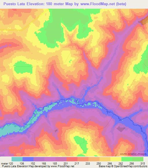 Puesto Lata,Paraguay Elevation Map