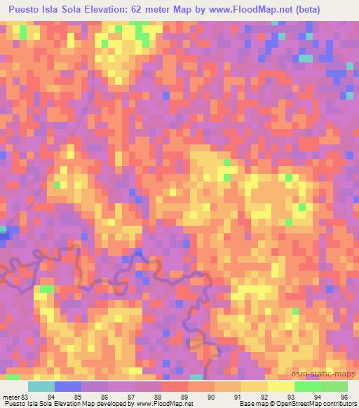 Puesto Isla Sola,Paraguay Elevation Map