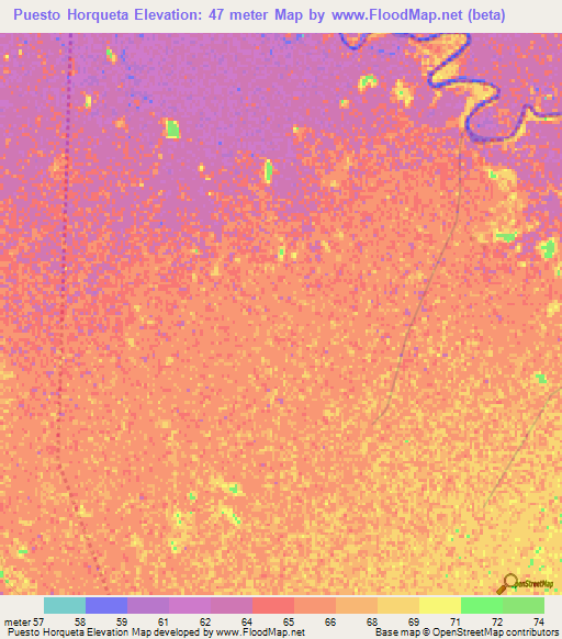 Puesto Horqueta,Paraguay Elevation Map