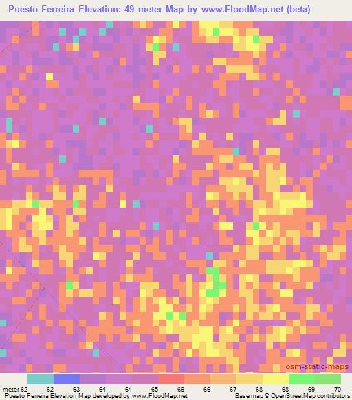 Puesto Ferreira,Paraguay Elevation Map
