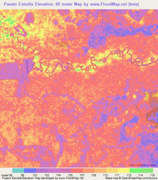 Puesto Estrella,Paraguay Elevation Map