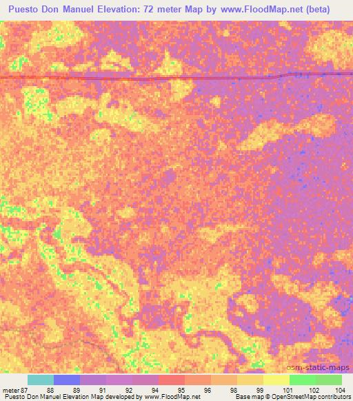 Puesto Don Manuel,Paraguay Elevation Map