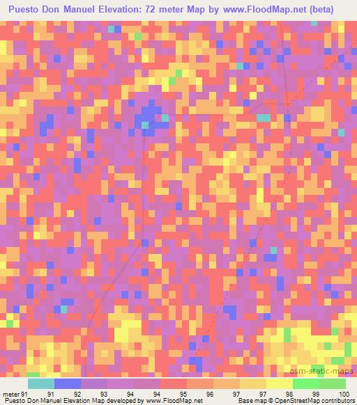 Puesto Don Manuel,Paraguay Elevation Map