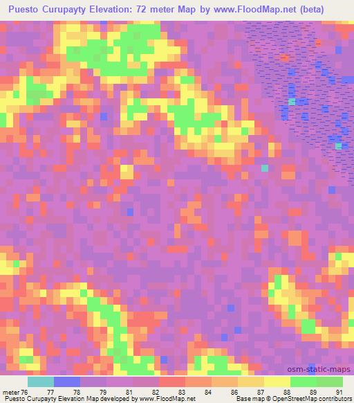 Puesto Curupayty,Paraguay Elevation Map