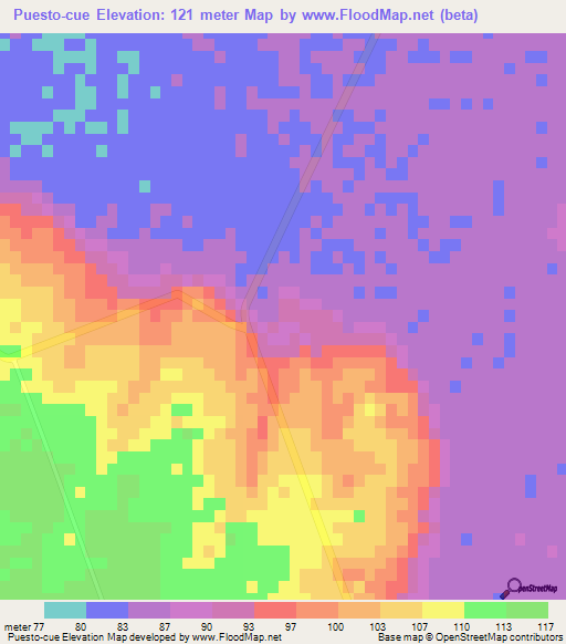 Puesto-cue,Paraguay Elevation Map