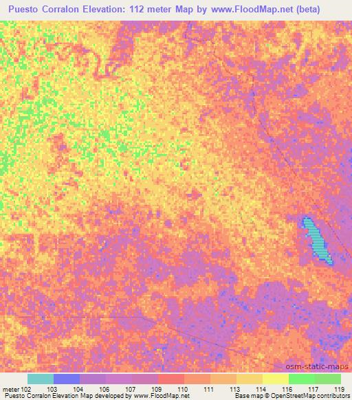 Puesto Corralon,Paraguay Elevation Map