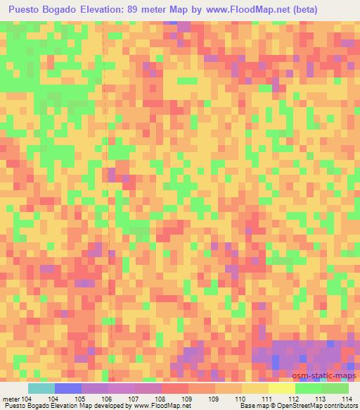 Puesto Bogado,Paraguay Elevation Map